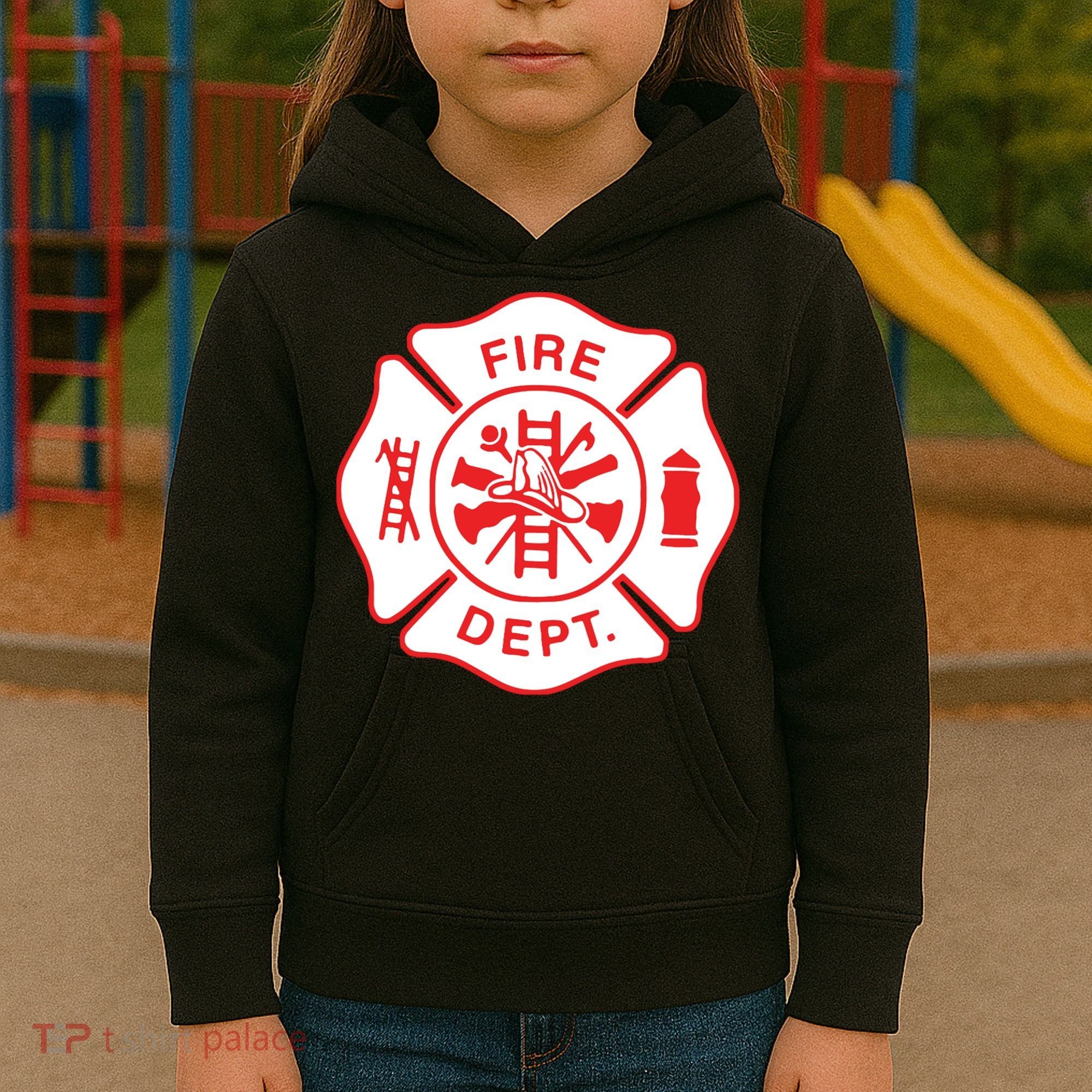 Fire Department Logo Uniform Fireman Symbol Firefighter Gear Kids Hoodie
