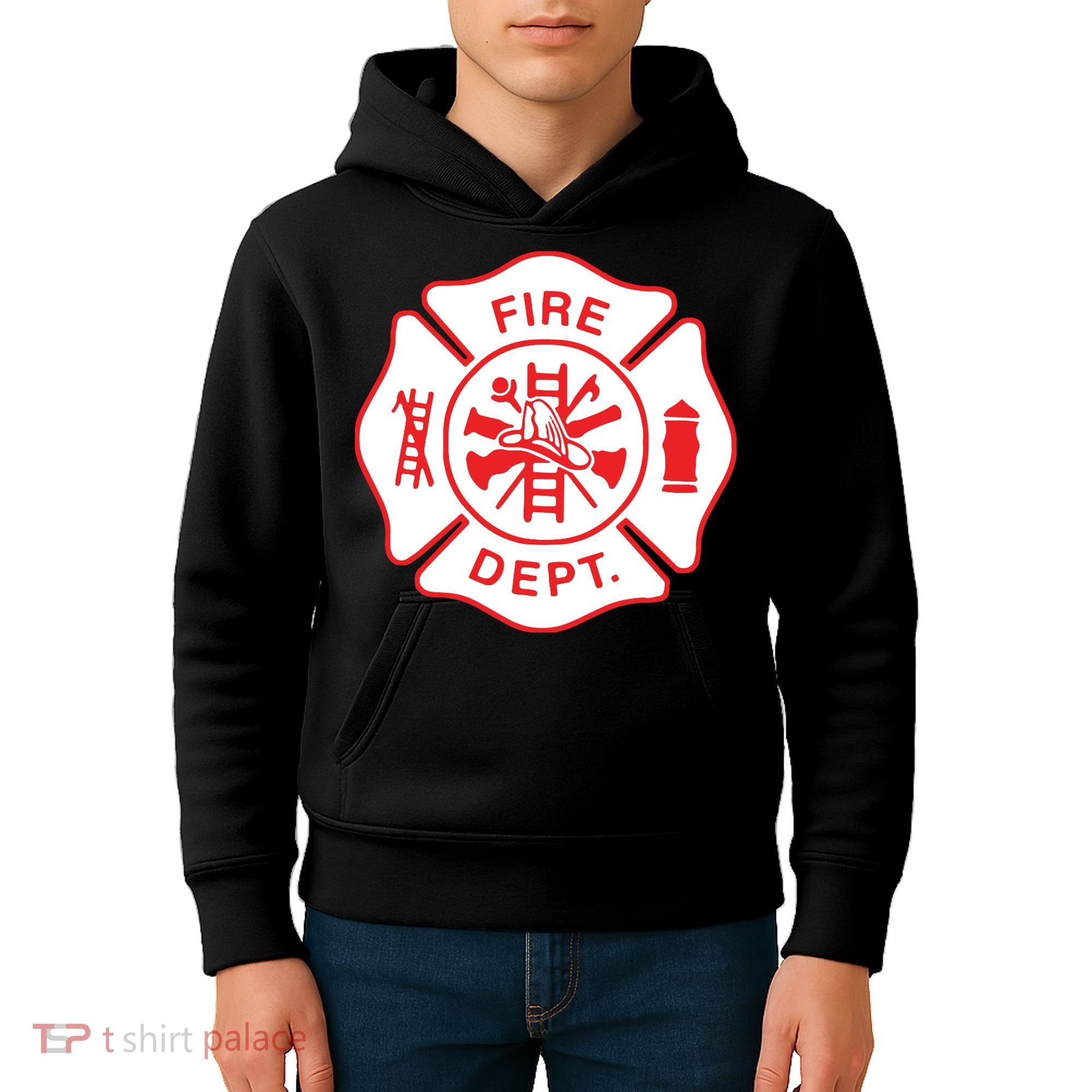 Fire Department Logo Uniform Fireman Symbol Firefighter Gear Kids Hoodie