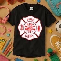 Fire Department Logo Uniform Fireman Symbol Firefighter Gear Kids T-Shirt thumb 3