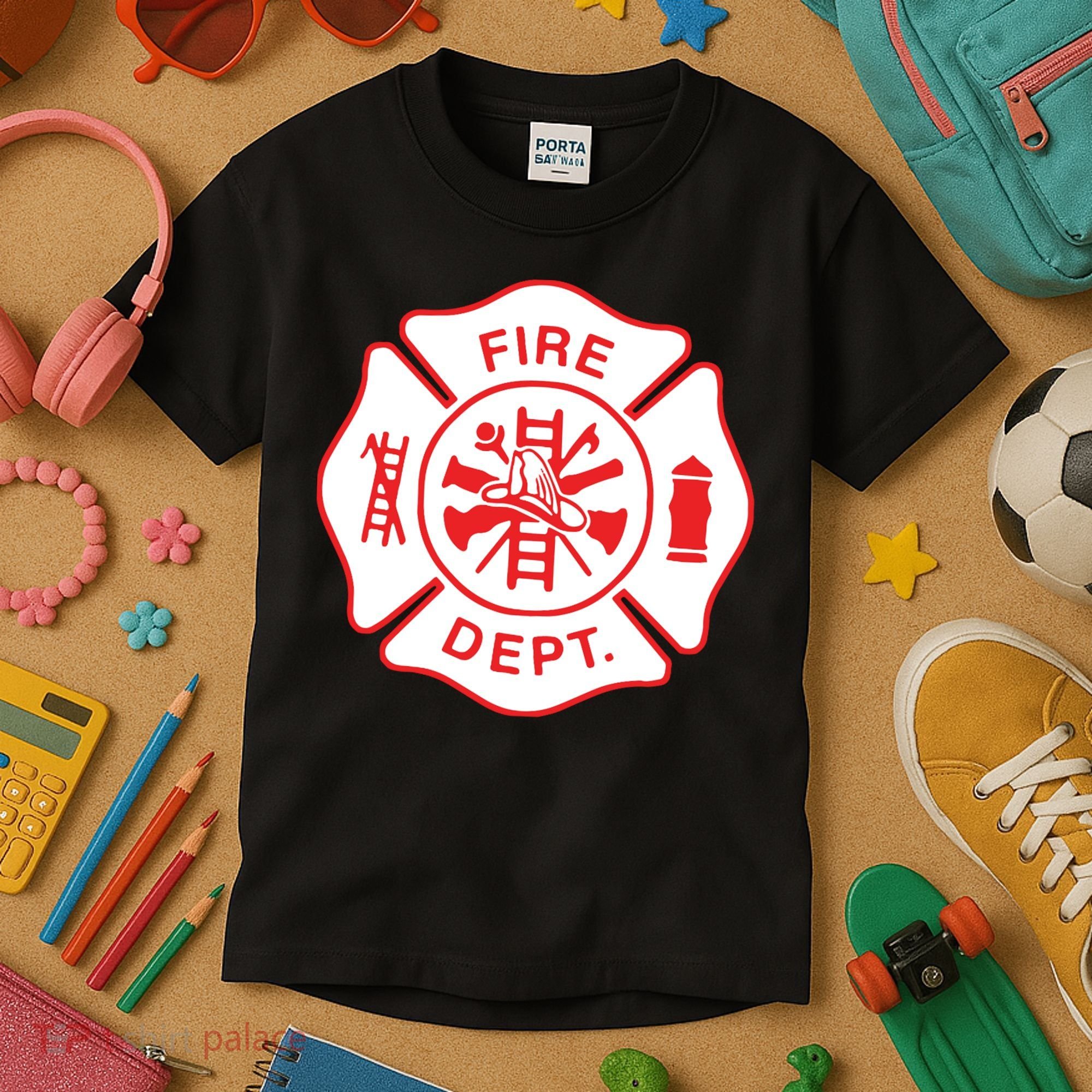Fire Department Logo Uniform Fireman Symbol Firefighter Gear Kids T-Shirt