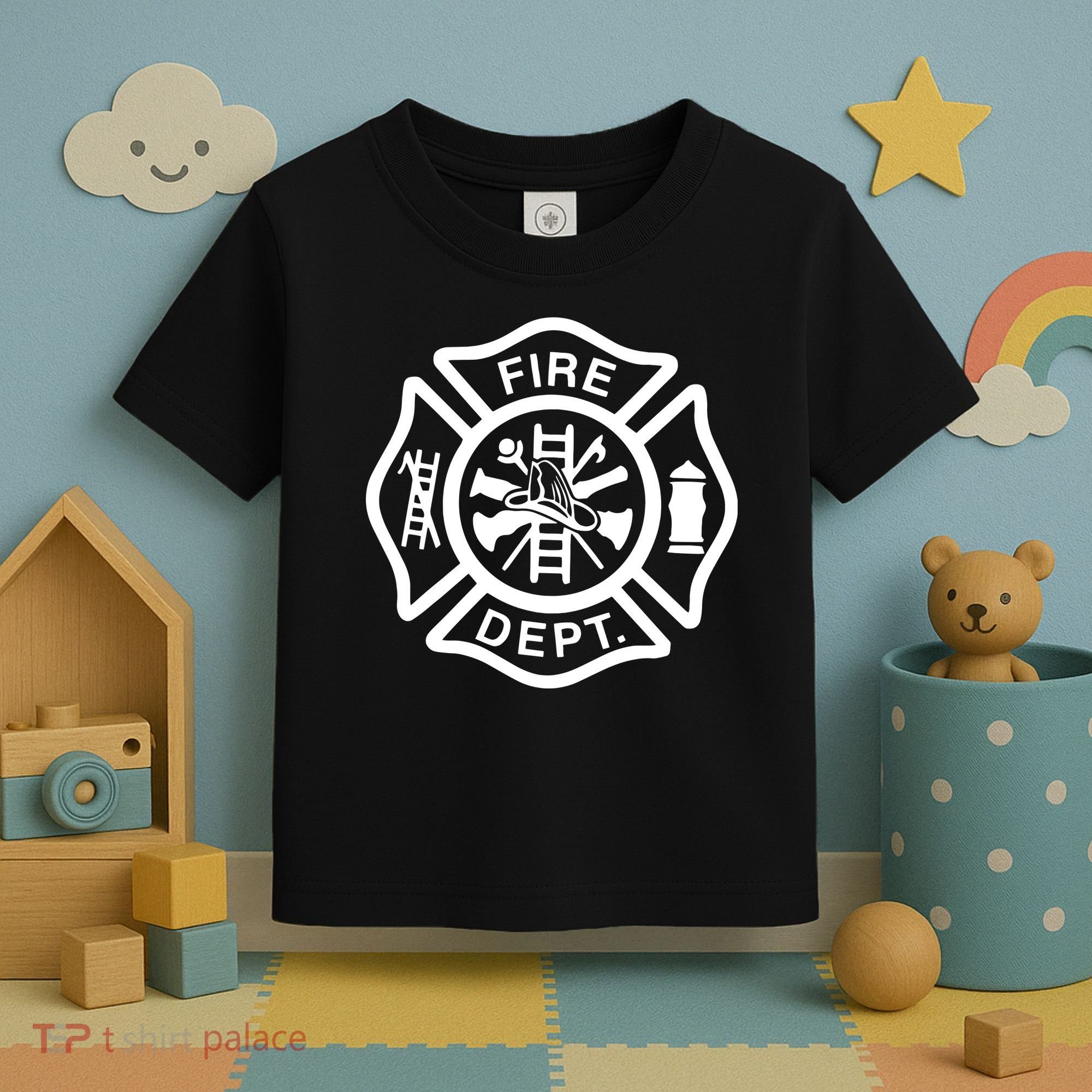 Fire Department Logo Uniform Fireman Symbol Firefighter Gear Toddler T-Shirt