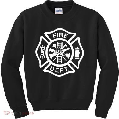 Fire Department Logo Uniform Fireman Symbol Firefighter Gear Kids Sweatshirt