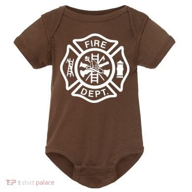 Fire Department Logo Uniform Fireman Symbol Firefighter Gear Baby Bodysuit
