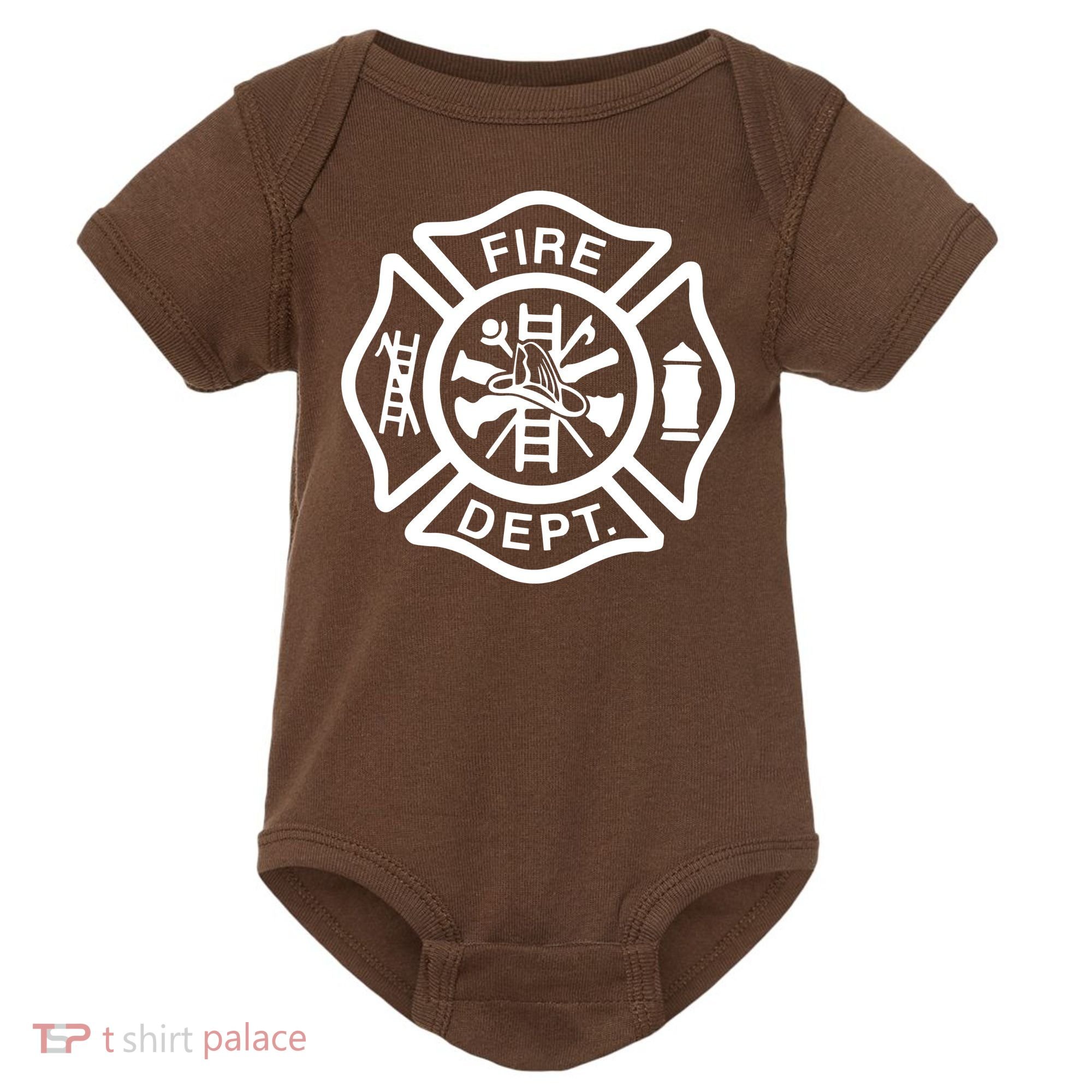 Fire Department Logo Uniform Fireman Symbol Firefighter Gear Baby Bodysuit