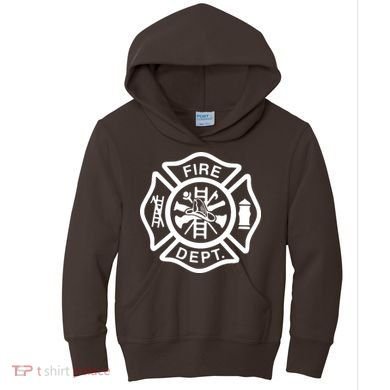 Fire Department Logo Uniform Fireman Symbol Firefighter Gear Kids Hoodie