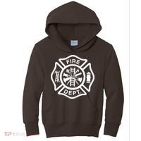 Fire Department Logo Uniform Fireman Symbol Firefighter Gear Kids Hoodie thumb 0