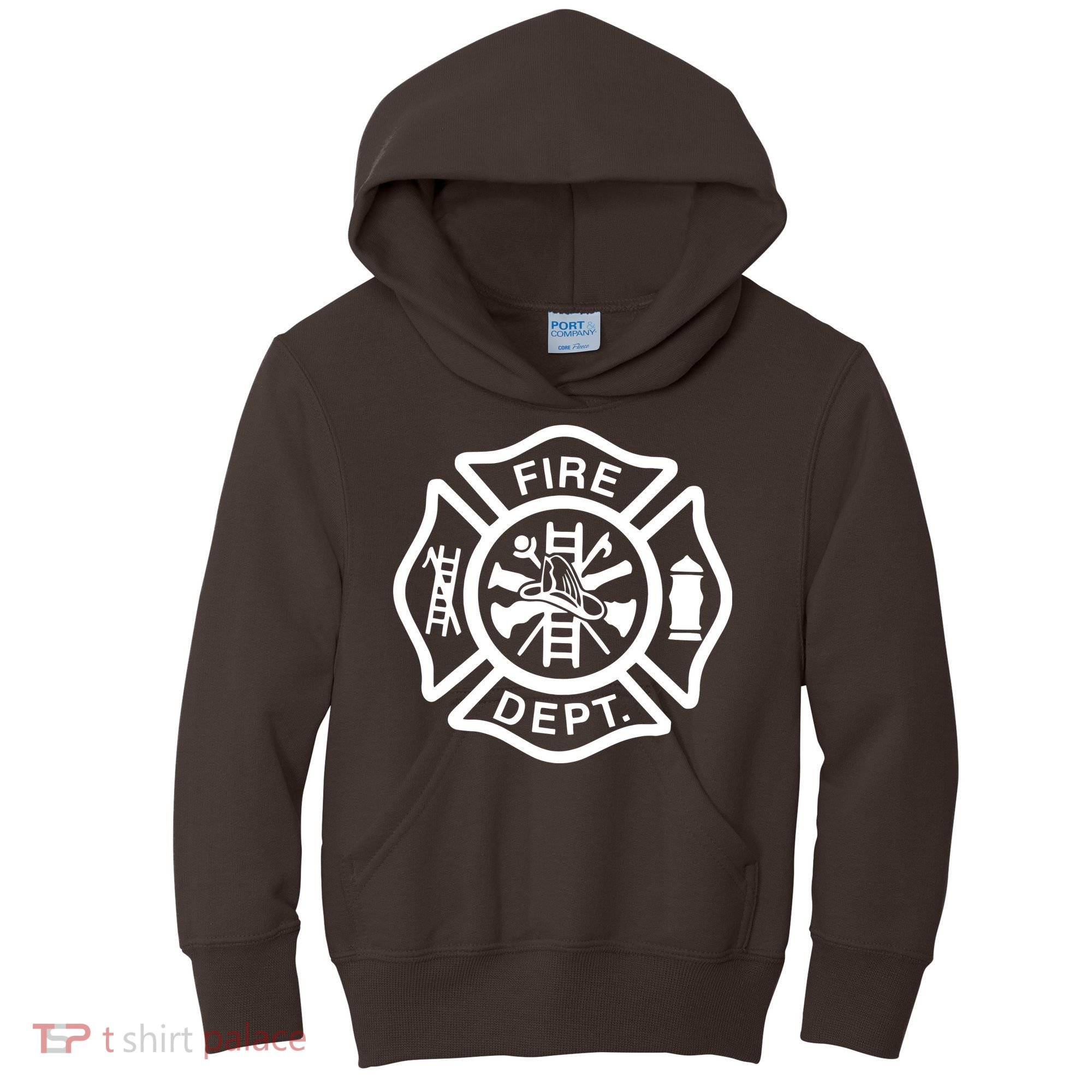 Fire Department Logo Uniform Fireman Symbol Firefighter Gear Kids Hoodie
