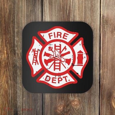 Fire Dept Logo Hero Halloween Firefighter Fireman Gift Coaster
