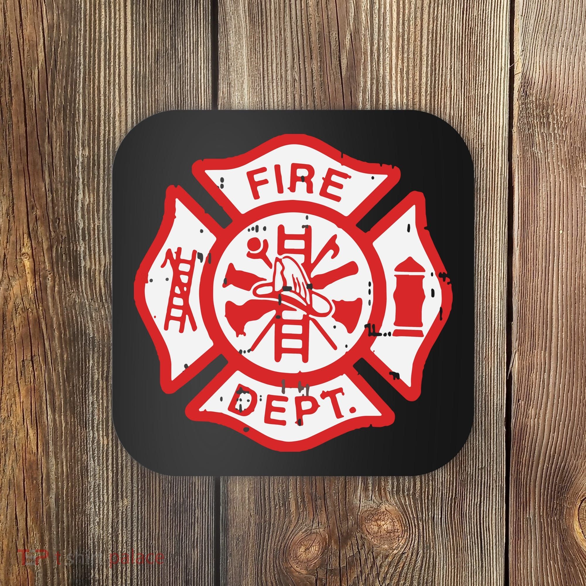 Fire Dept Logo Hero Halloween Firefighter Fireman Gift Coaster