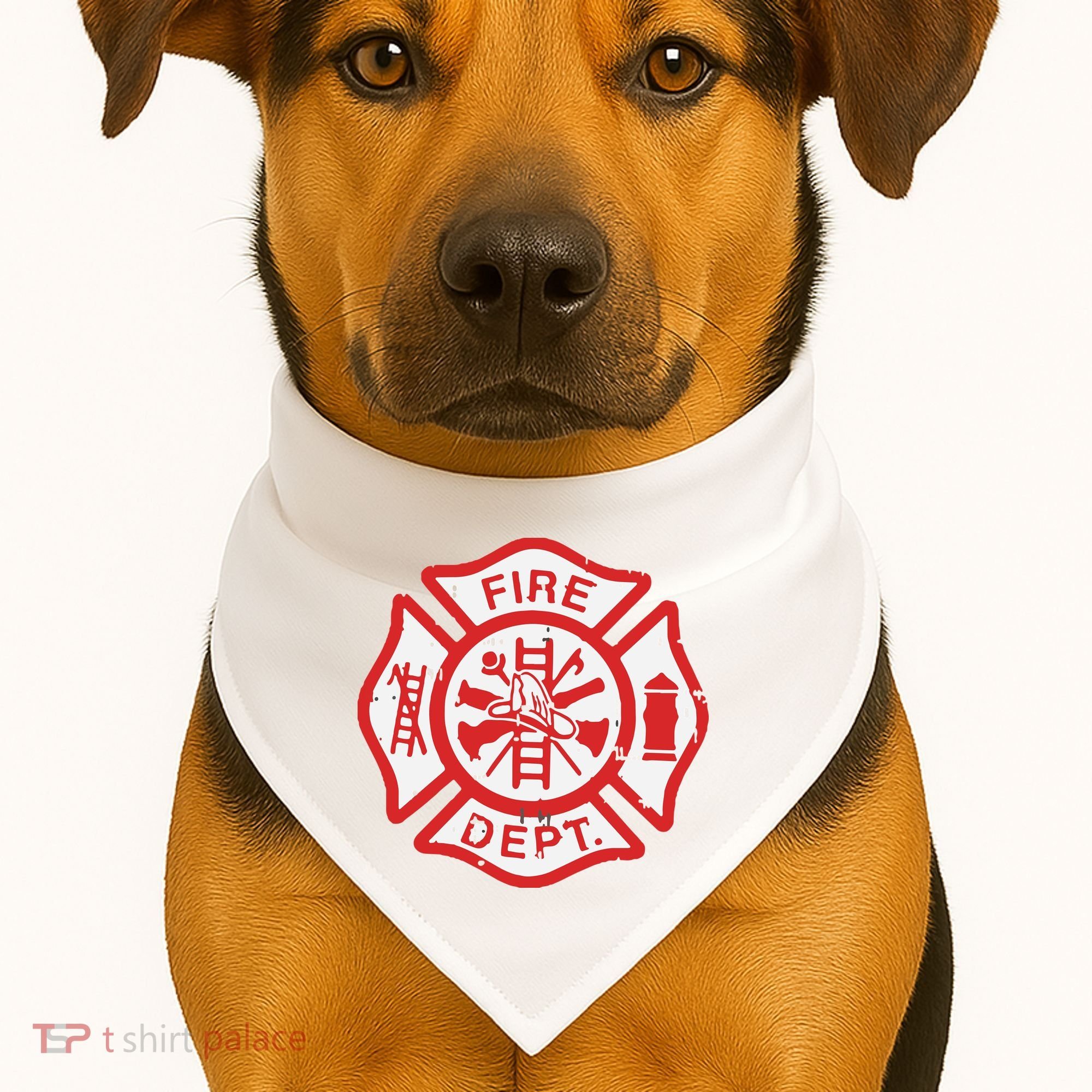 Fire Dept Logo Hero Halloween Firefighter Fireman Gift USA-Made Doggie Bandana