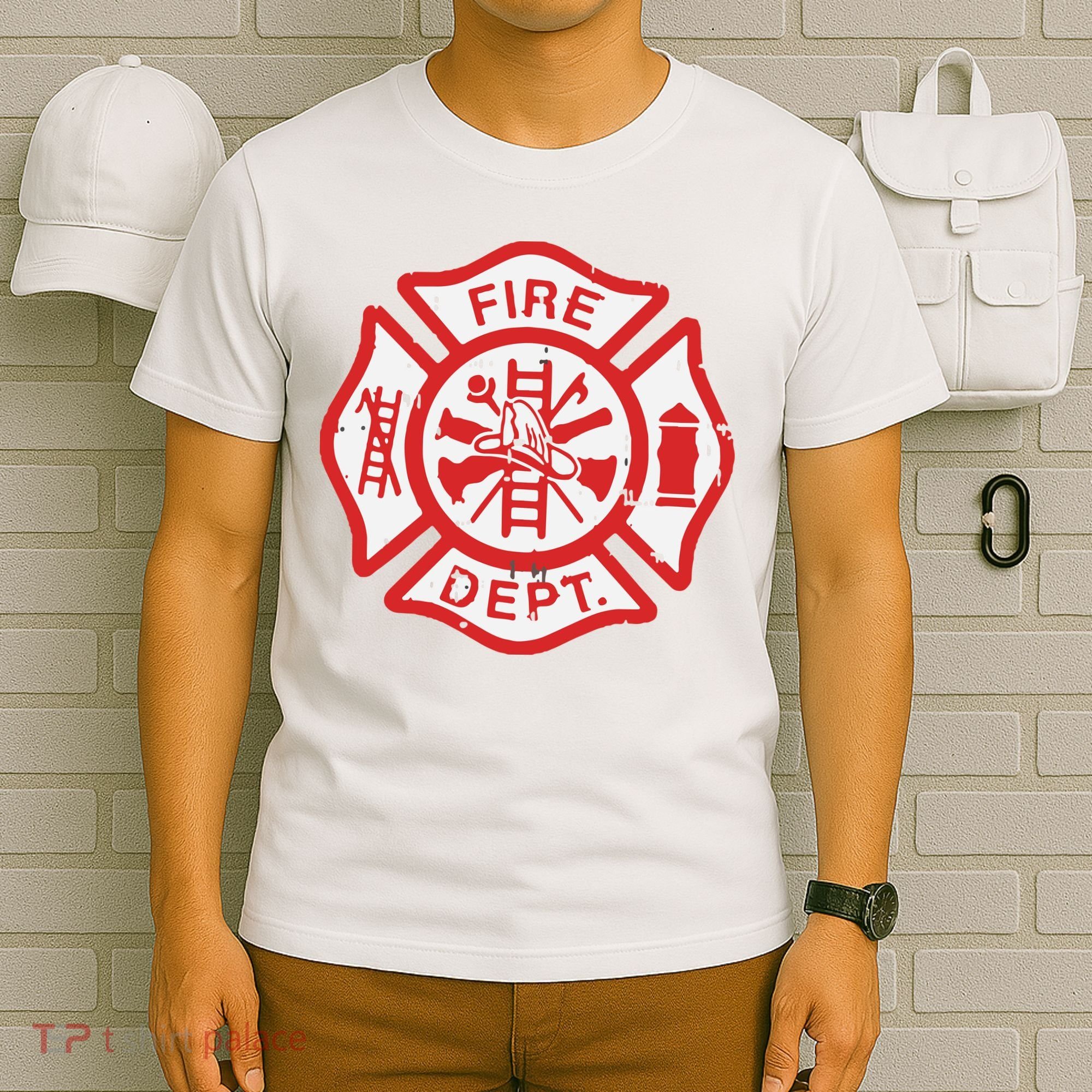 Fire Dept Logo Hero Halloween Firefighter Fireman Gift T-Shirt