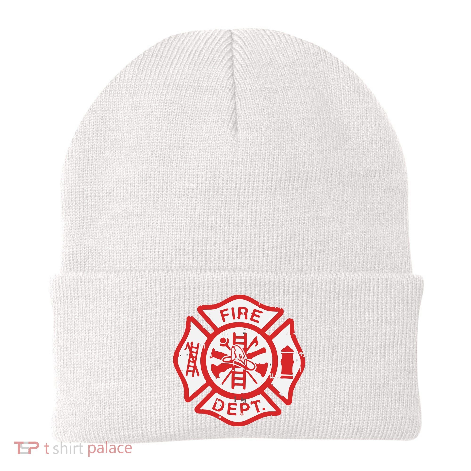 Fire Dept Logo Hero Halloween Firefighter Fireman Gift Beanie