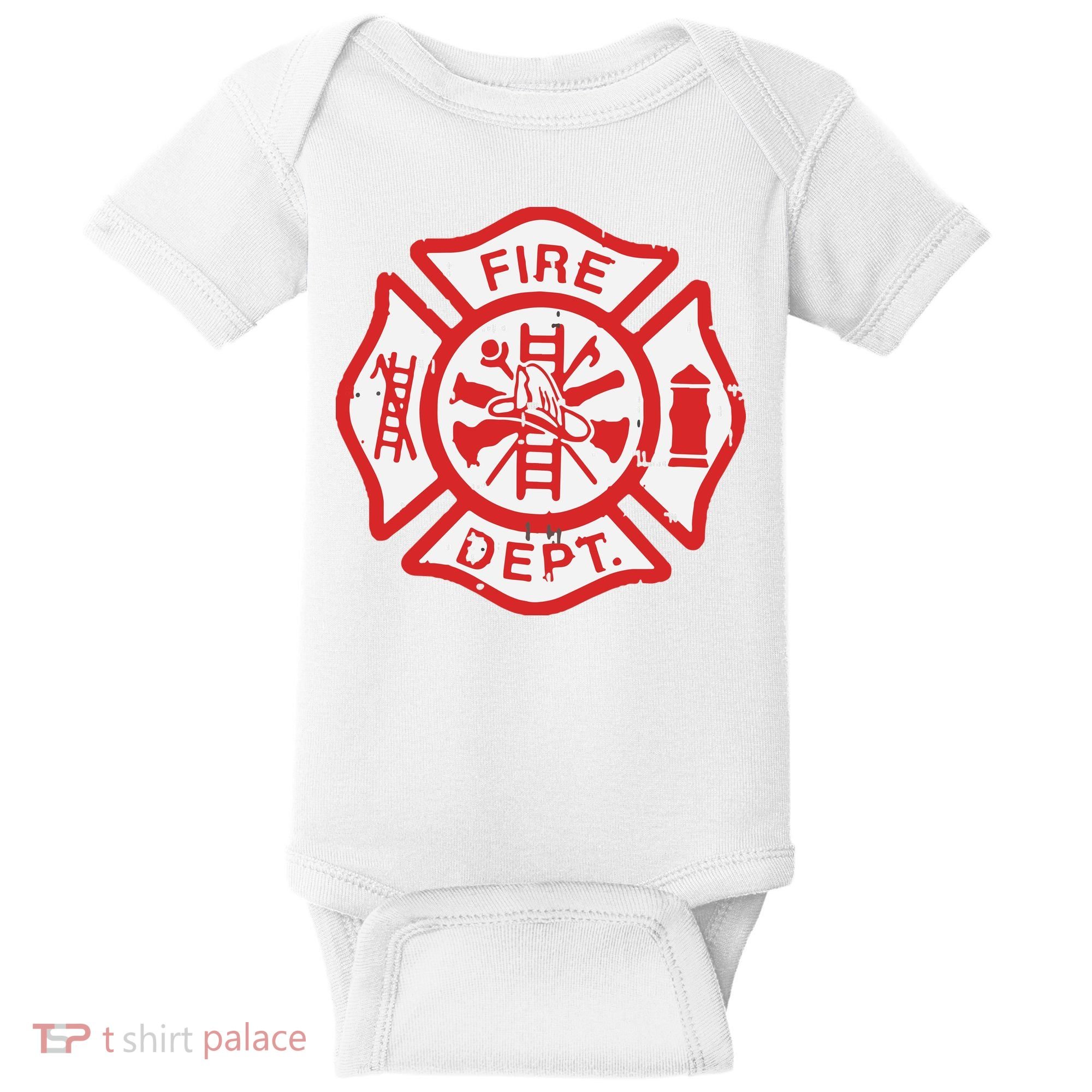 Fire Dept Logo Hero Halloween Firefighter Fireman Gift Baby Bodysuit