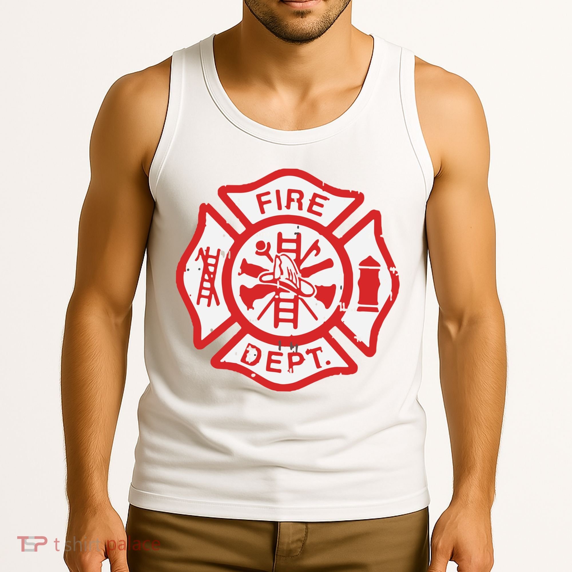 Fire Dept Logo Hero Halloween Firefighter Fireman Gift Tank Top