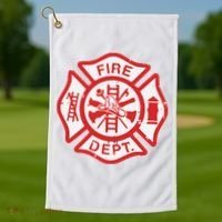 Fire Dept Logo Hero Halloween Firefighter Fireman Gift Golf Towel thumb 1