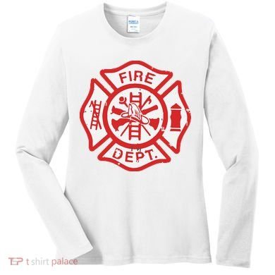 Fire Dept Logo Hero Halloween Firefighter Fireman Gift Women's Long Sleeve Shirt