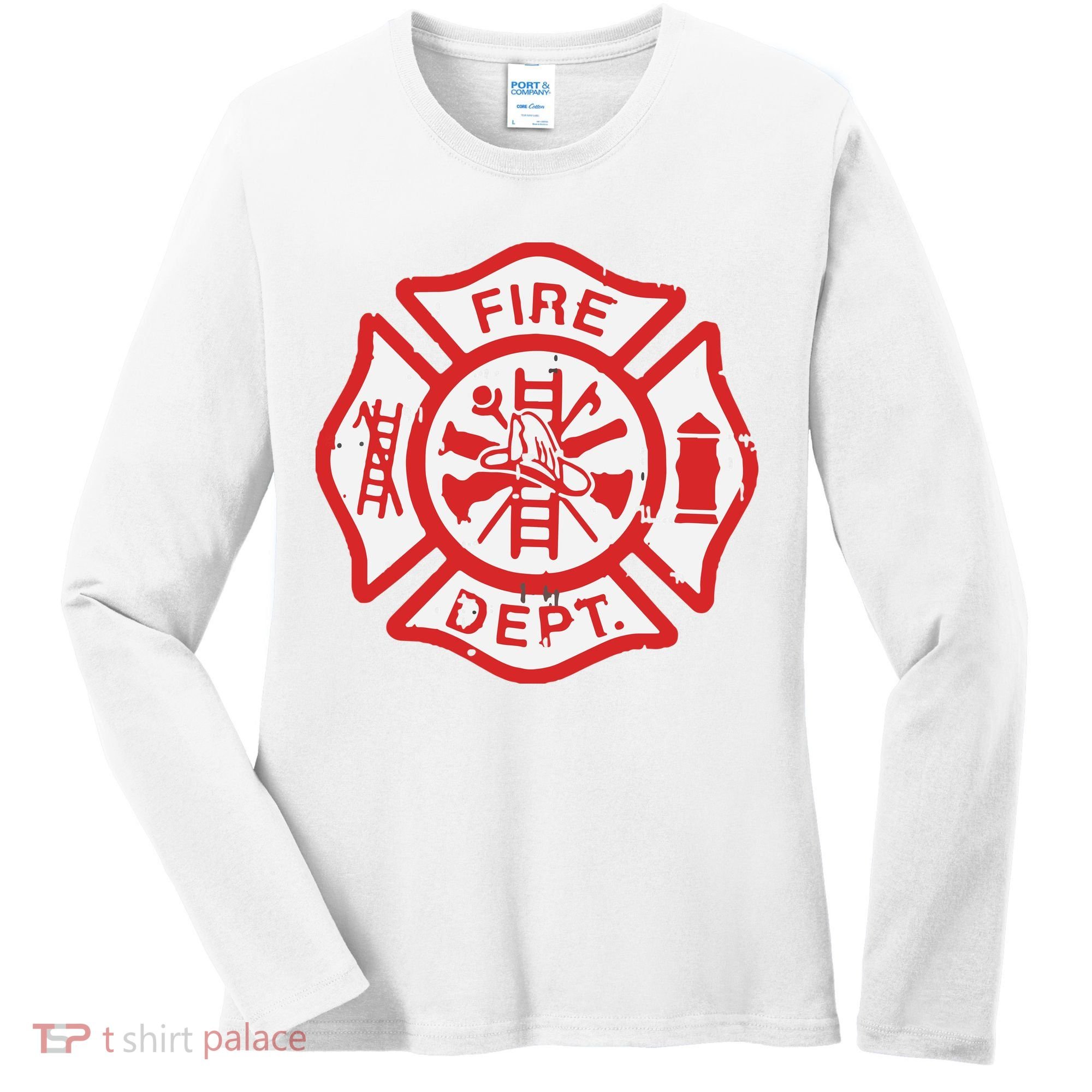Fire Dept Logo Hero Halloween Firefighter Fireman Gift Women's Long Sleeve Shirt