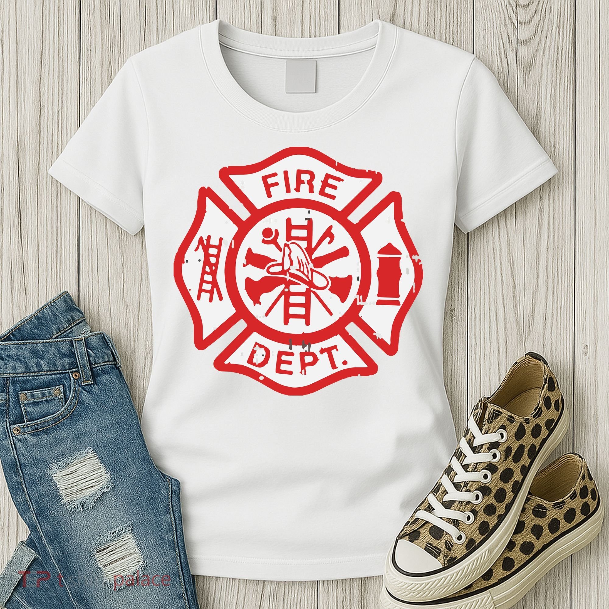 Fire Dept Logo Hero Halloween Firefighter Fireman Gift Women's T-Shirt