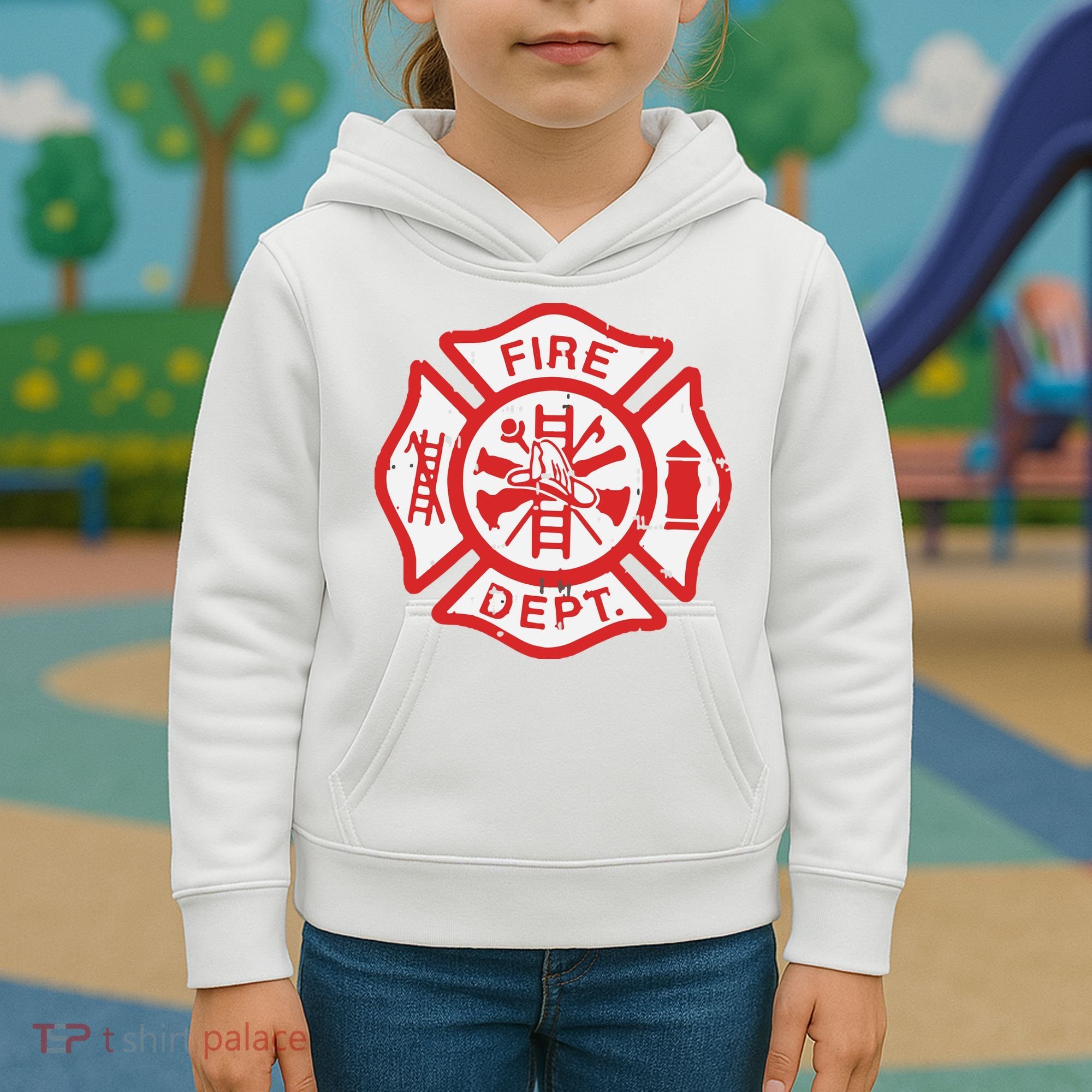 Fire Dept Logo Hero Halloween Firefighter Fireman Gift Kids Hoodie