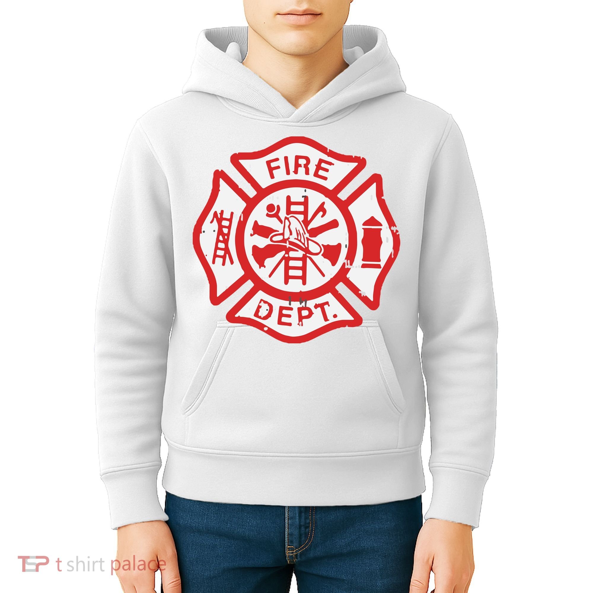 Fire Dept Logo Hero Halloween Firefighter Fireman Gift Kids Hoodie