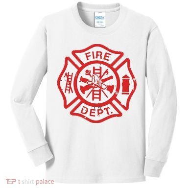 Fire Dept Logo Hero Halloween Firefighter Fireman Gift Kids Long Sleeve Shirt