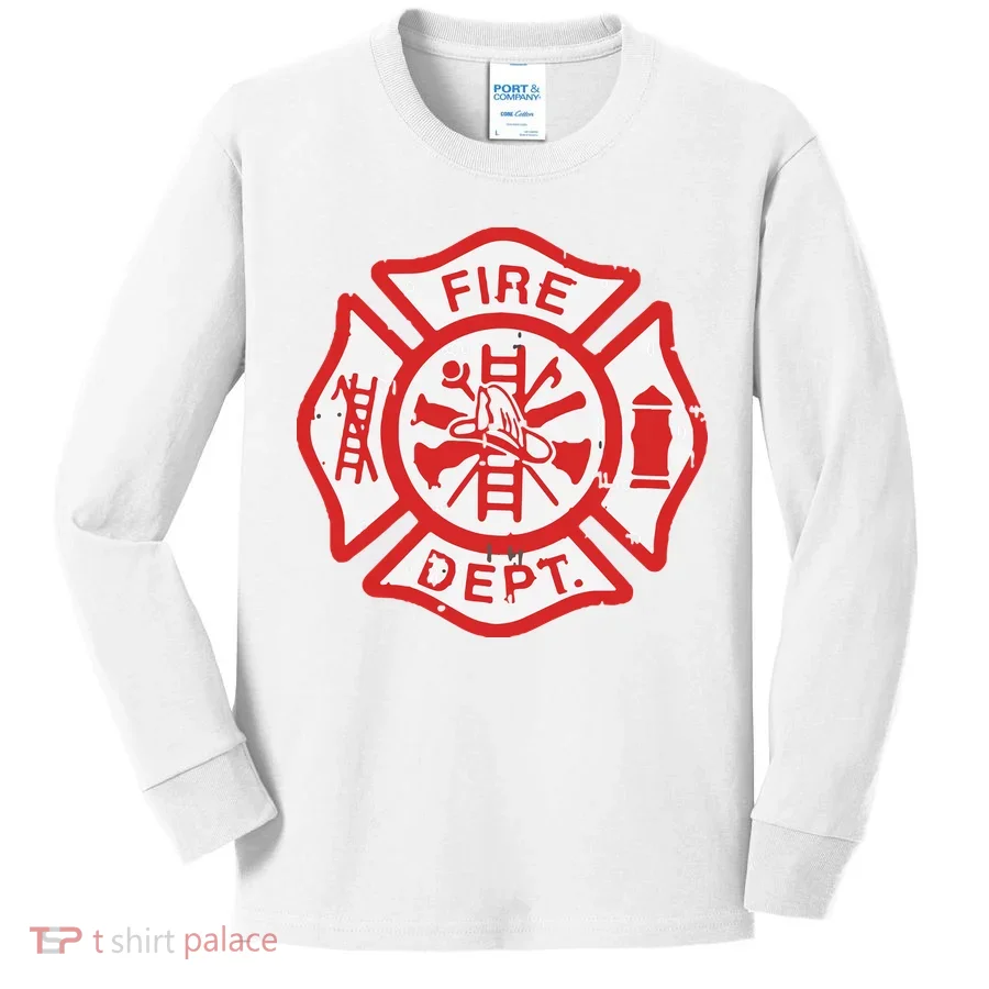 Fire Dept Logo Hero Halloween Firefighter Fireman Gift Kids Long Sleeve Shirt