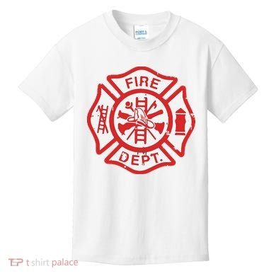 Fire Dept Logo Hero Halloween Firefighter Fireman Gift Kids T-Shirt