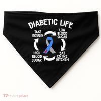 Funny Diabetic Life Cycle Diabetes Awareness USA-Made Doggie Bandana thumb 0