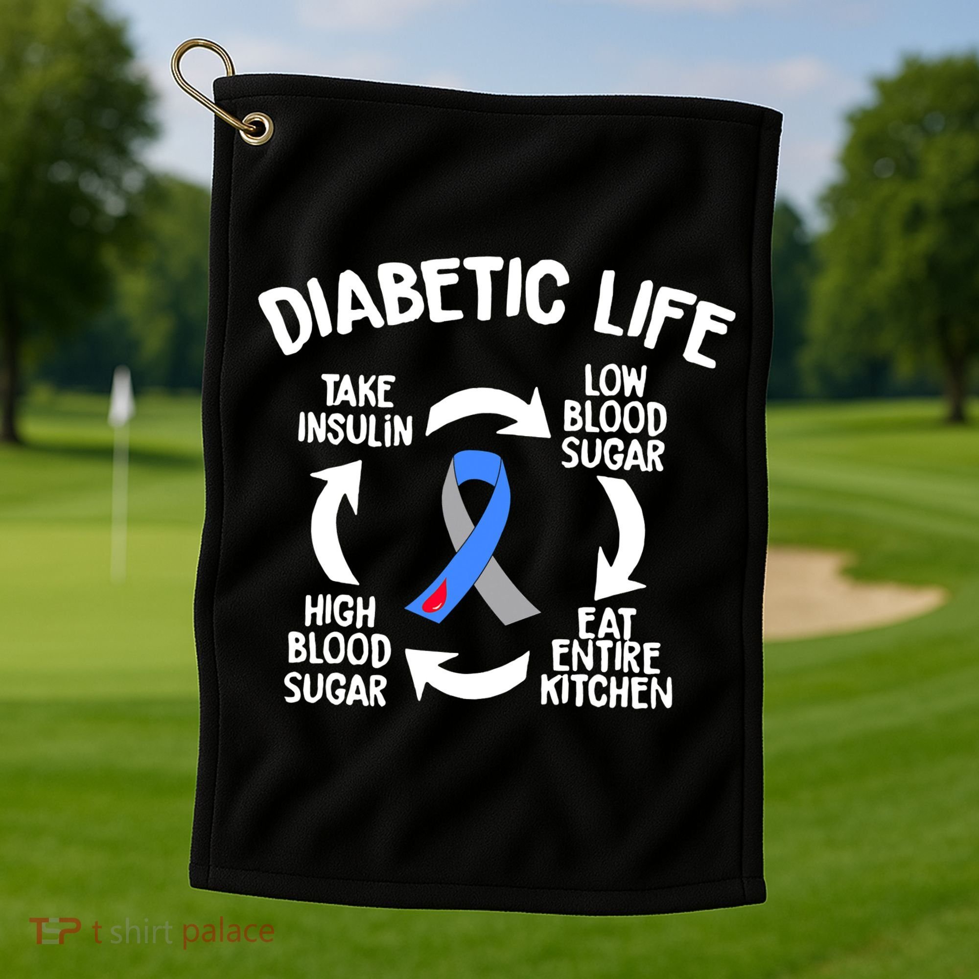 Funny Diabetic Life Cycle Diabetes Awareness Golf Towel