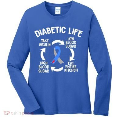 Funny Diabetic Life Cycle Diabetes Awareness Women's Long Sleeve Shirt