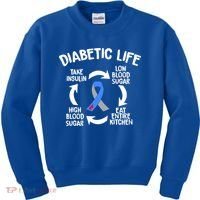 Funny Diabetic Life Cycle Diabetes Awareness Kids Sweatshirt thumb 0