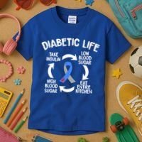 Funny Diabetic Life Cycle Diabetes Awareness Kids T-Shirt thumb 3