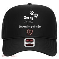 Funny Dog Lover Sorry I'm Late Stopped To Pet A Dog Hat thumb 0