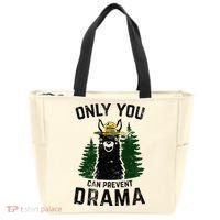 Funny Drama Llama Only You Can Prevent Drama Sarcastic Lover Tote Bag thumb 0
