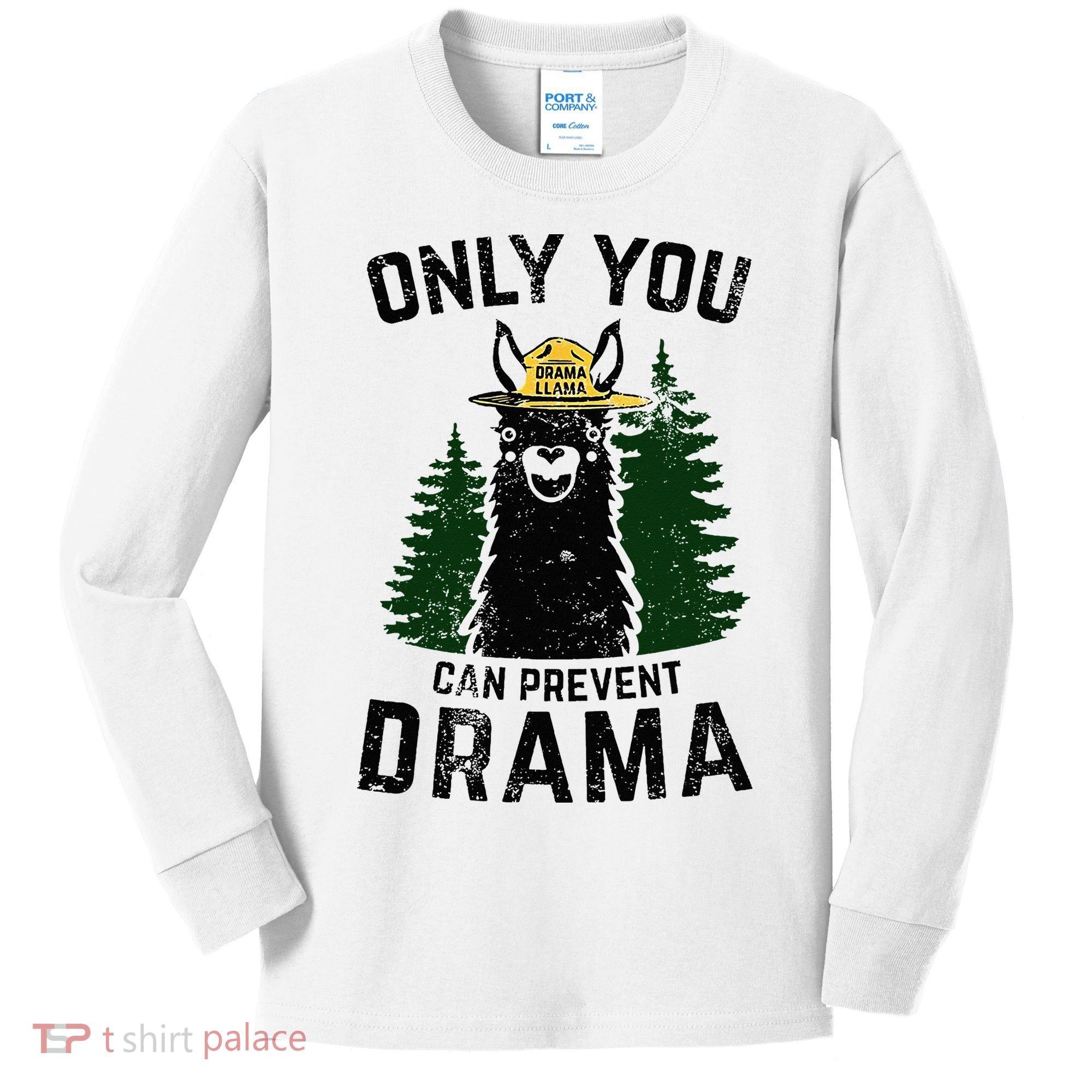 Funny Drama Llama Only You Can Prevent Drama Sarcastic Lover Kids Long Sleeve Shirt
