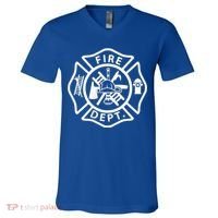 Fire Department Logo Uniform Fireman Symbol Firefighter Gear V-Neck T-Shirt thumb 0