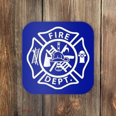 Fire Department Logo Uniform Fireman Symbol Firefighter Gear Coaster