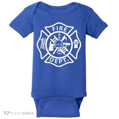 Fire Department Logo Uniform Fireman Symbol Firefighter Gear Baby Bodysuit