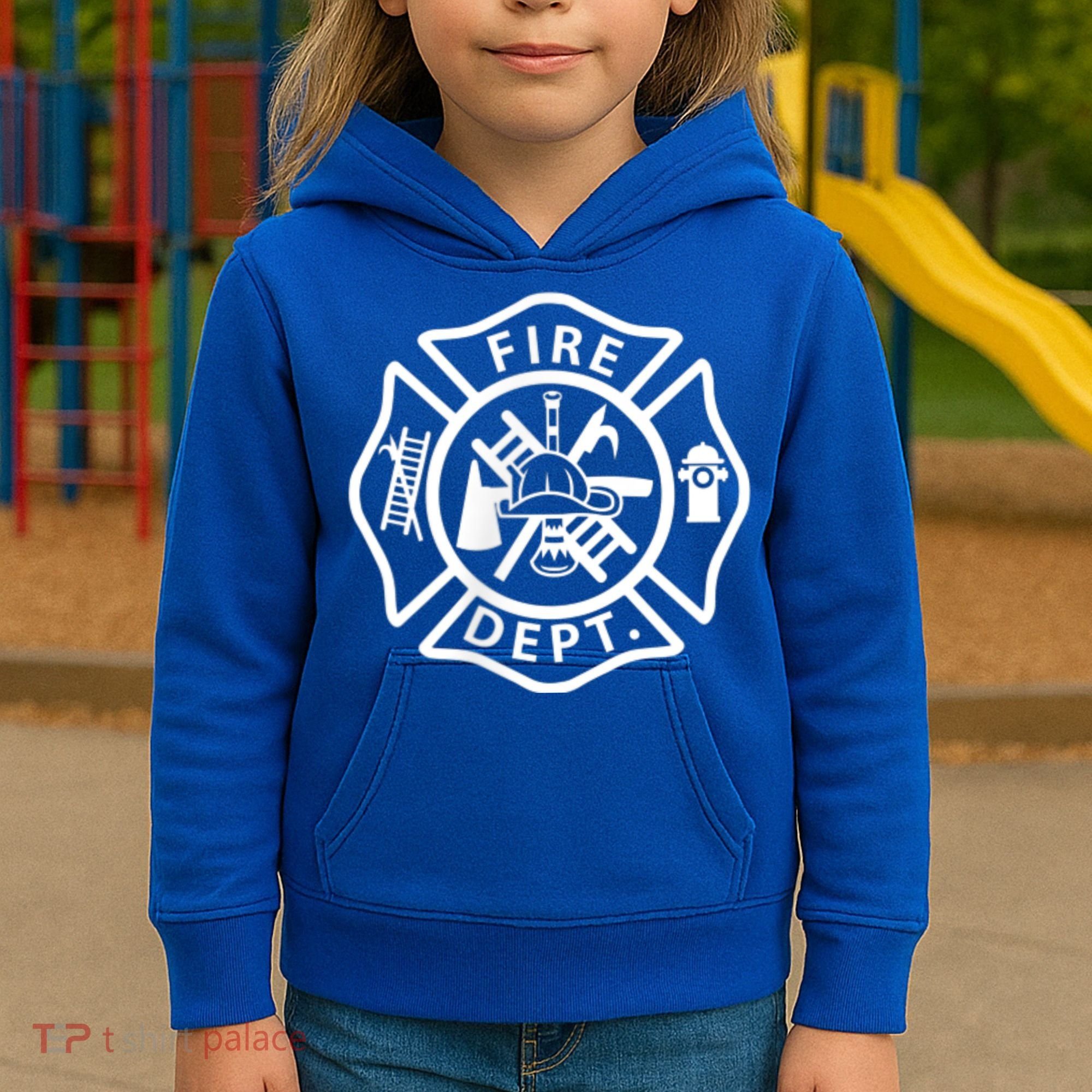 Fire Department Logo Uniform Fireman Symbol Firefighter Gear Kids Hoodie
