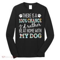Funny Dog Mom ID Rather Be At Home With My Dog Long Sleeve Shirt thumb 0