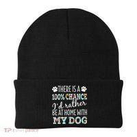 Funny Dog Mom ID Rather Be At Home With My Dog Beanie thumb 0