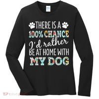Funny Dog Mom ID Rather Be At Home With My Dog Women's Long Sleeve Shirt thumb 0