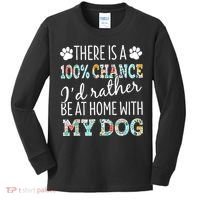 Funny Dog Mom ID Rather Be At Home With My Dog Kids Long Sleeve Shirt thumb 0