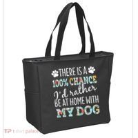Funny Dog Mom ID Rather Be At Home With My Dog Tote Bag thumb 2
