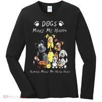 Funny Dogs Make Me Happy Humans Make My Head Hurt Funny Dog Lover Women's Long Sleeve Shirt thumb 0