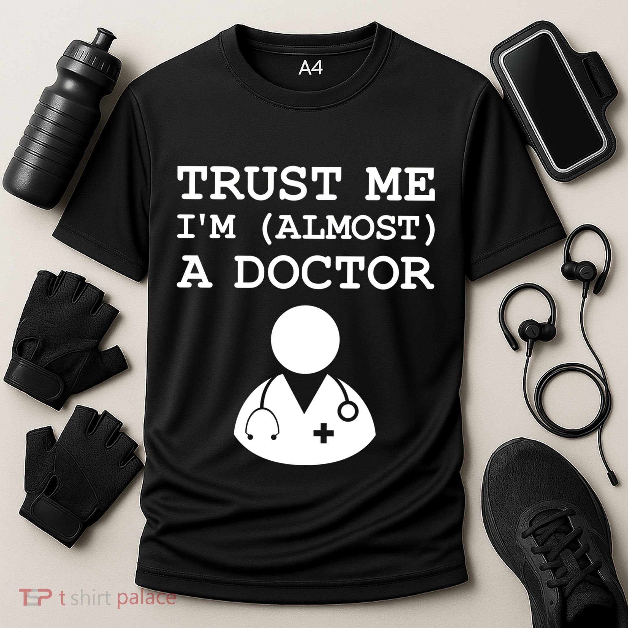 Funny Doctor Medical Student Trainee I'm Almost A Doctor Gift Cooling Performance Crew T-Shirt