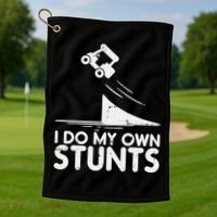 Funny Do My Own Stunts Golf Cart Driver Golfing Lover Golf Towel thumb 1