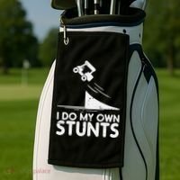 Funny Do My Own Stunts Golf Cart Driver Golfing Lover Golf Towel thumb 2