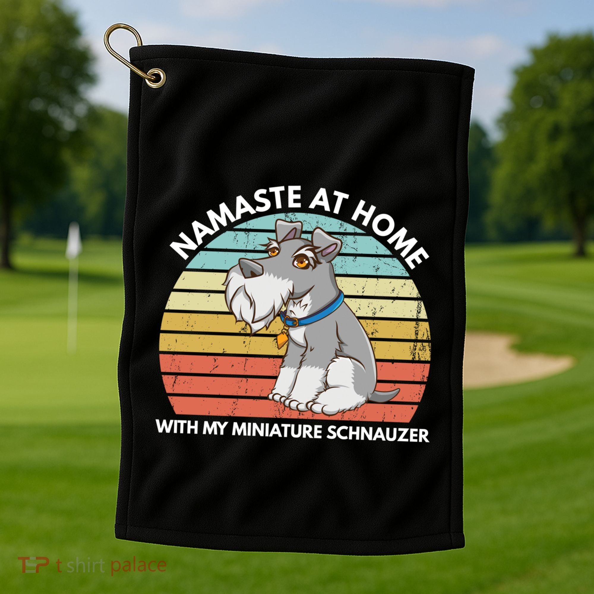 Funny Dog Mom And Yoga Lover Miniature Schnauzer Meaningful Gift Golf Towel