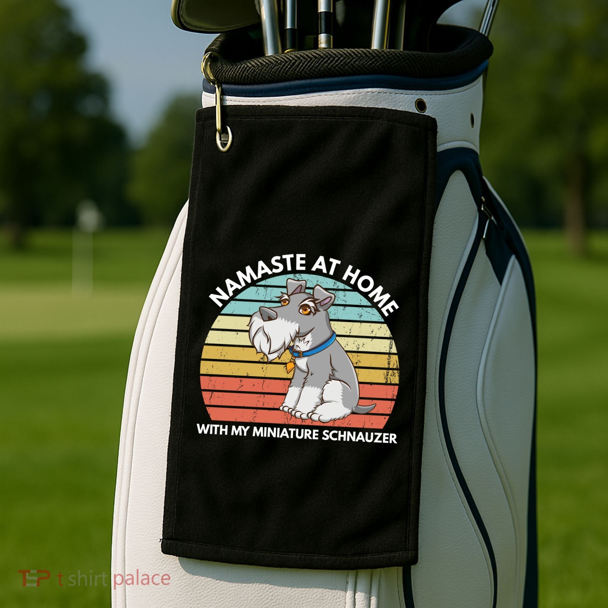Funny Dog Mom And Yoga Lover Miniature Schnauzer Meaningful Gift Golf Towel
